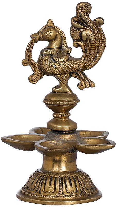 5" Peacock Lamp in Brass | Handmade | Made in India