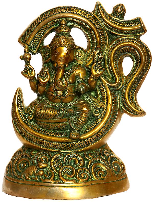 15" Tryakshara Ganapati In Brass | Handmade | Made In India