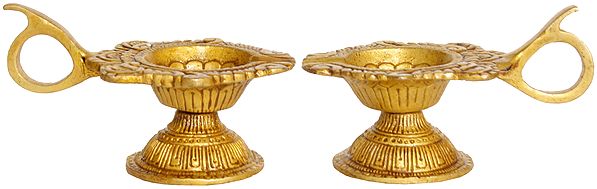 4" Pair of Brass Diya | Handmade | Made in India