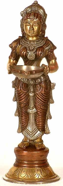 9" Deeplakshmi In Brass | Handmade | Made In India