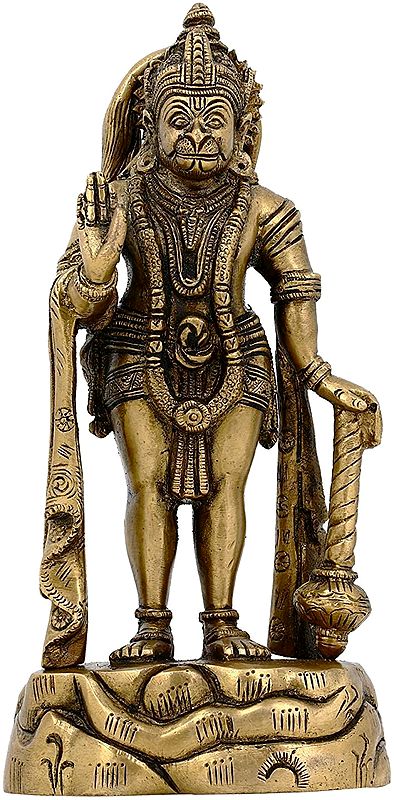 7" Lord Hanuman In Brass | Handmade | Made In India