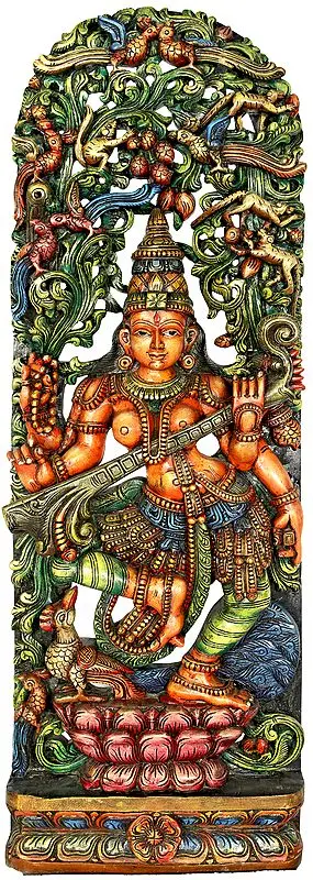 Dancing Devi Sarasvati, Under A Canopy Teeming With Life