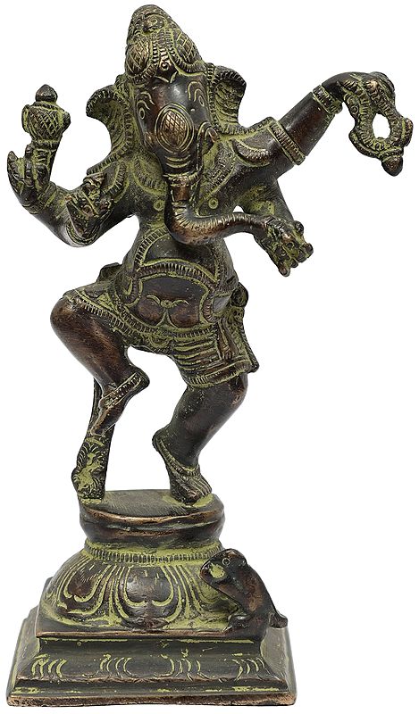5" Dancing Baby Ganesha Sculpture in Brass | Handmade | Made in India