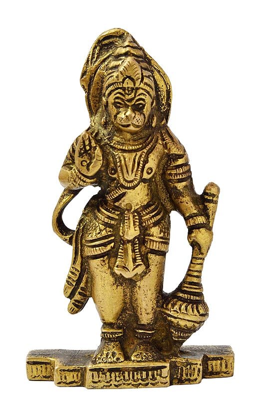 3" Standing Lord Hanuman Small Statue in Brass | Handmade | Made in India