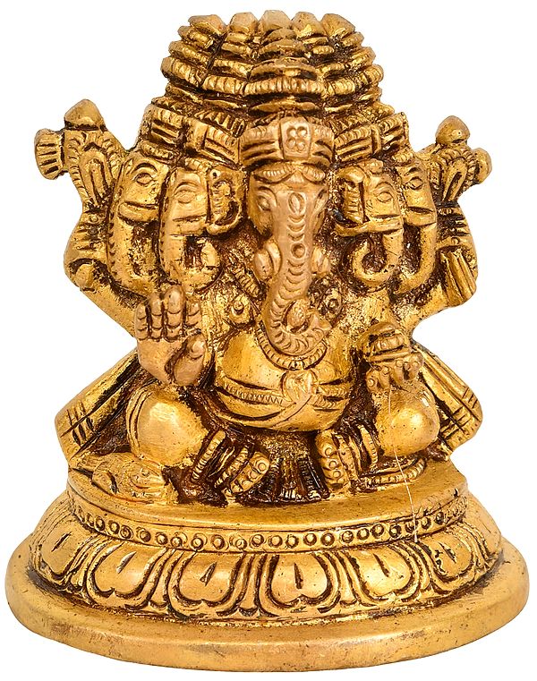 3" Brass Panchamukhi Ganesha Small Statue | Handmade | Made in India