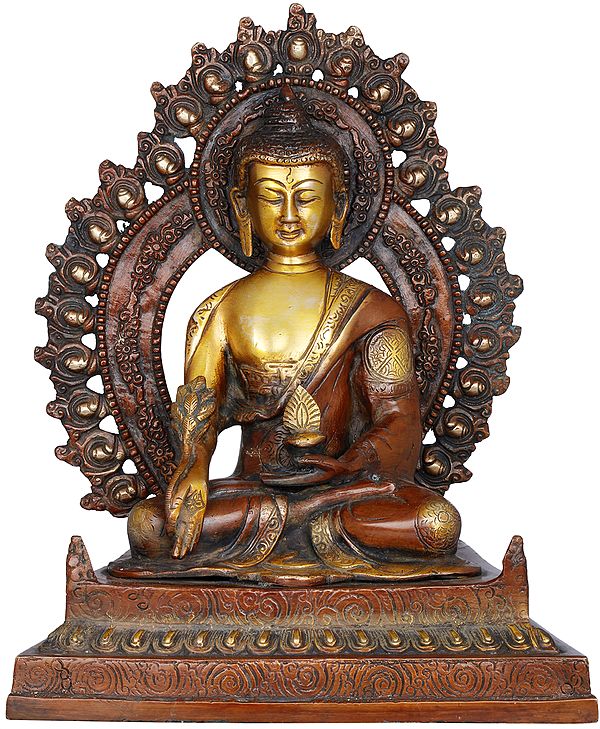 11" The Unfailing Healer of the Ills of Samsara (Tibetan Buddhist God Medicine Buddha) In Brass | Handmade | Made In India