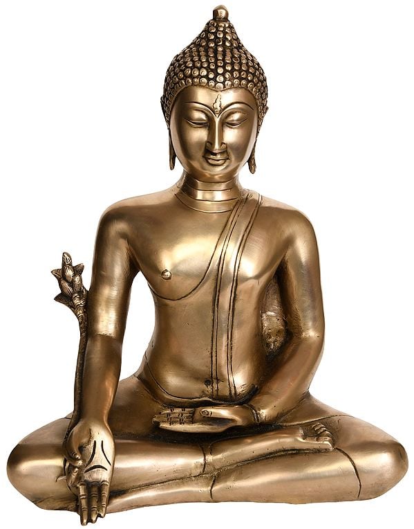 10" Tibetan Buddhist Deity - The Medicine Buddha In Brass | Handmade | Made In India