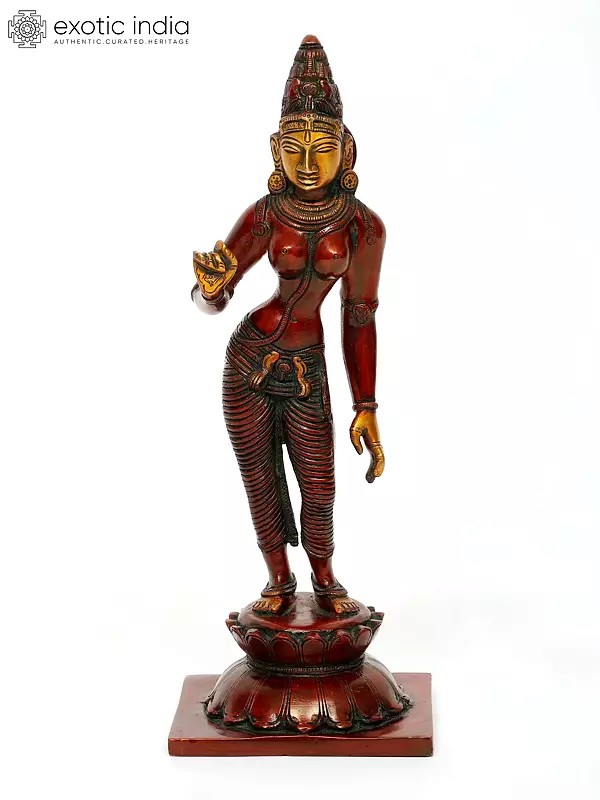 12" Handmade Brass Goddess Parvati in Triple Bent Posture | Made In India