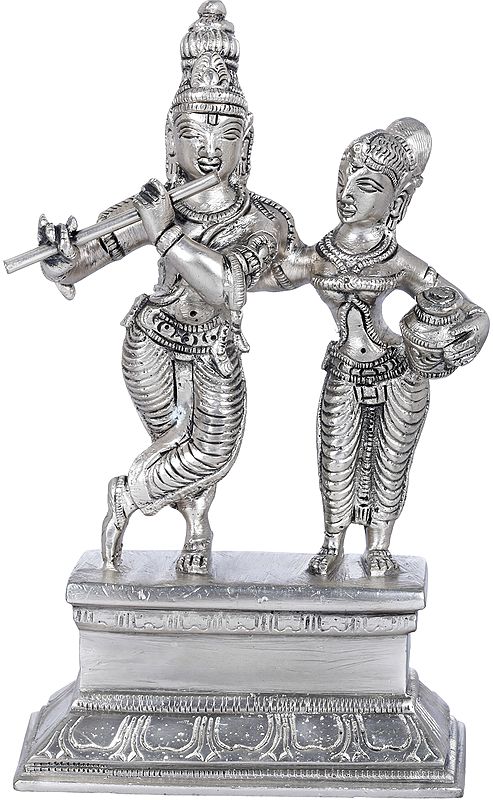 6" Radha Krishna Sculpture in Brass | Handmade | Made in India