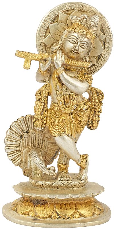 5" Muralidhar Krishna Brass Idol | Handmade | Made In India
