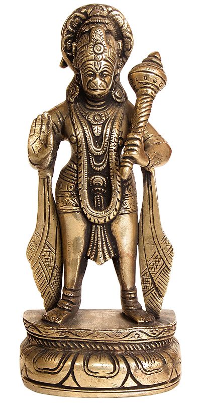 8" Mahaveer Hanuman In Brass | Handmade | Made In India