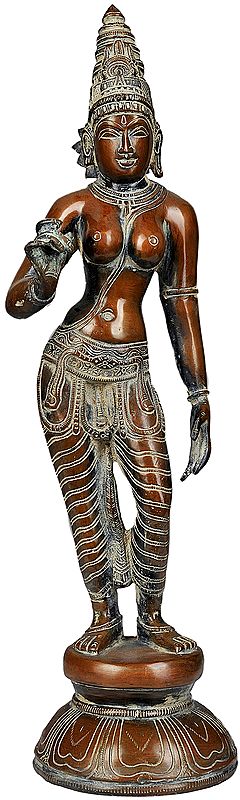 17" Goddess Parvati Shivakamasundari In Brass | Handmade | Made In India