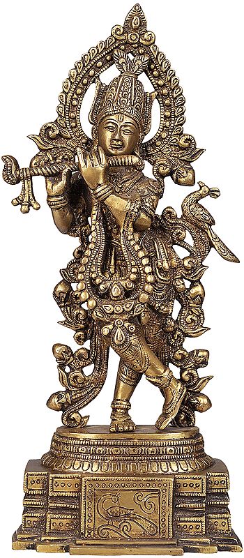 13" Peetambara Lord Krishna in Brass | Handmade | Made in India
