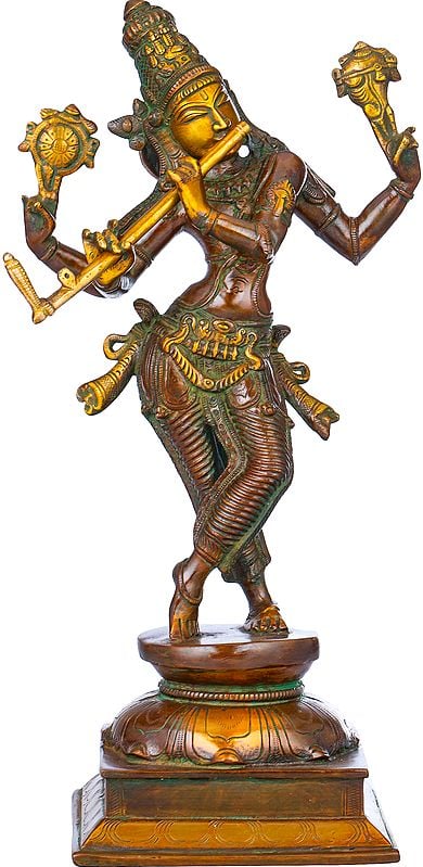 14" Cosmic Form of Lord Krishna | Eigth Incarnation of Vishnu | Brass Statue | Handmade | Made in India