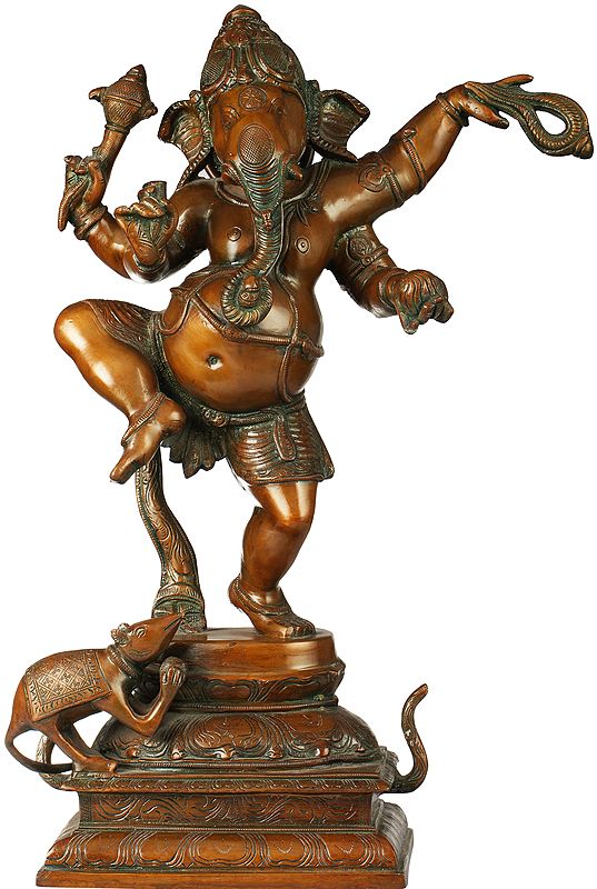 19" Dancing Ganesha In Brass | Handmade | Made In India