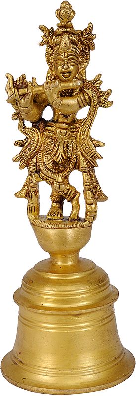 5" Shri Krishna Puja Bell in Brass | Handmade | Made in India