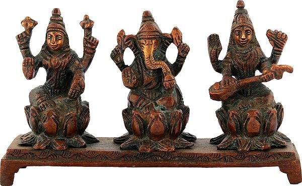 3" Statues of Three Auspicious Deities - Lakshmi Ganesha Saraswati