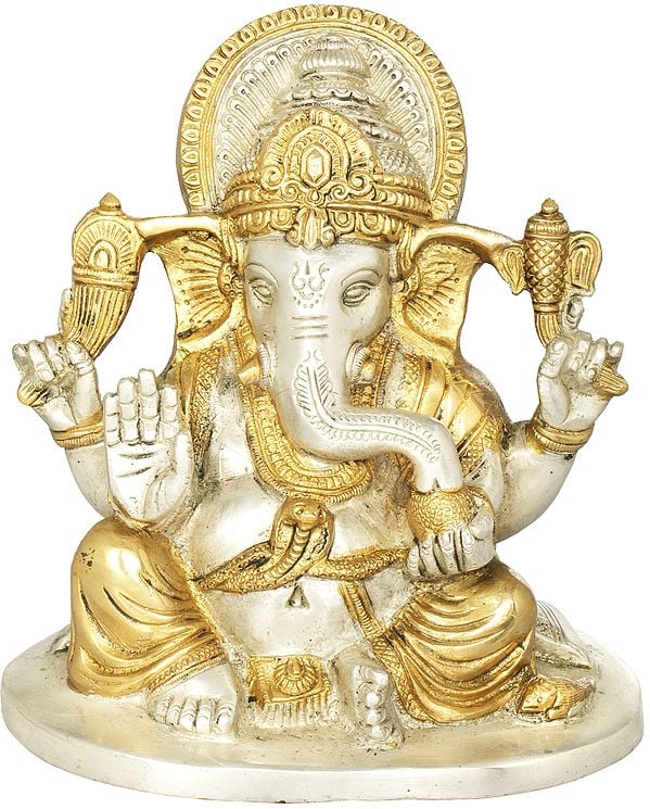 6" Lord Ganesha Sculpture in Brass | Handmade | Made in India