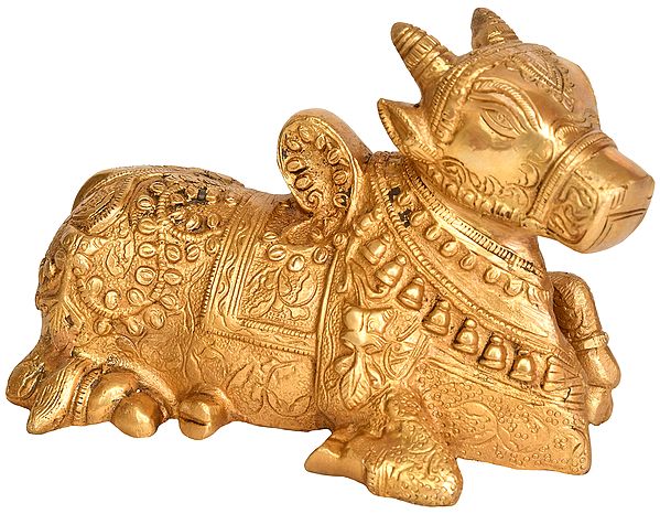 4" Nandi The Mount of Lord Shiva In Brass | Handmade | Made In India