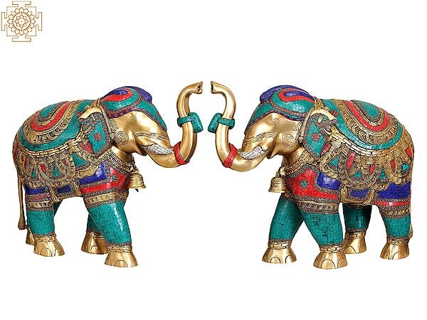 Large Size Superbly Ornamented Elephant Pair