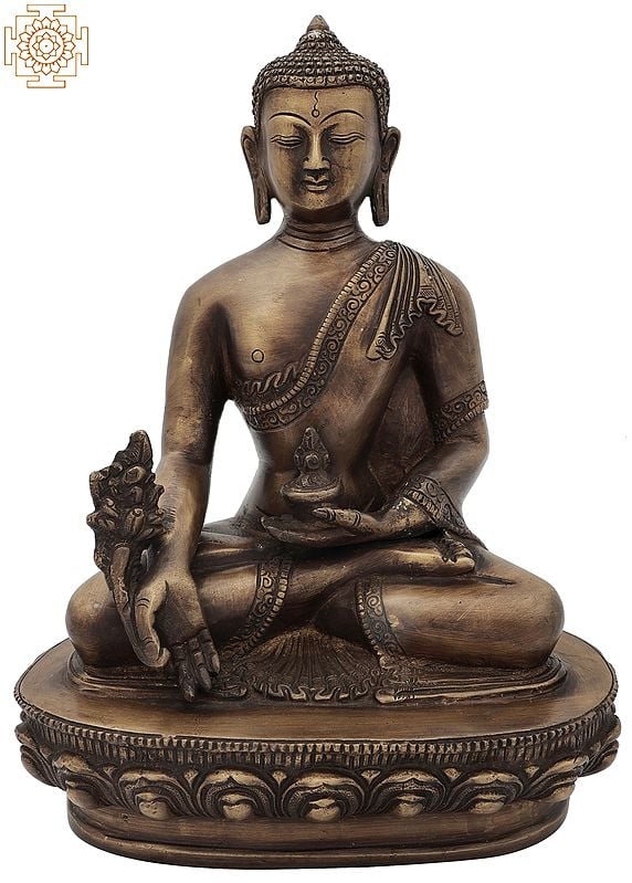 10" The Medicine Buddha (Tibetan Buddhist Deity) In Brass | Handmade | Made In India