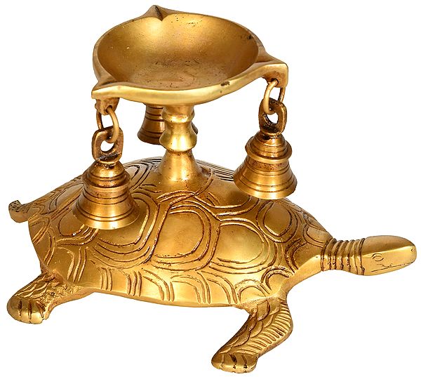 Tortoise Oil Lamp with Bells (For Vastu)
