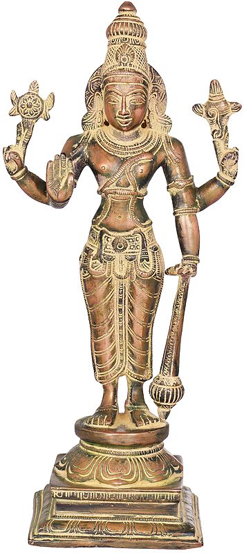 12" Lord Vishnu Idol | Handmade Brass Statue | Made in India