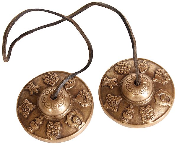 Ashtamangala Ritual Cymbals with Syllable Mantra