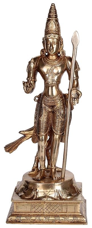 15" Karttikeya - Hindu War God | Brass | Handmade | Made In India