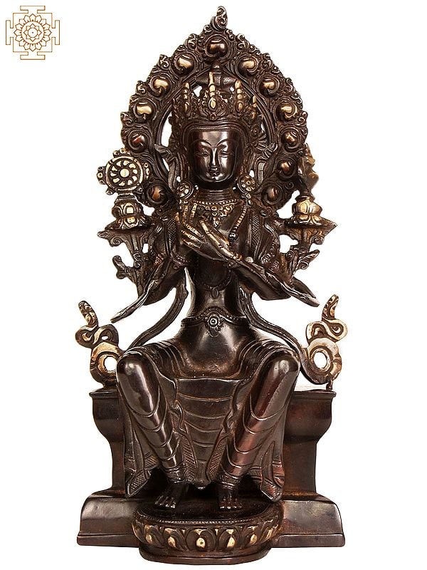 11" Tibetan Buddhist Deity The Future Buddha Maitreya In Brass | Handmade | Made In India