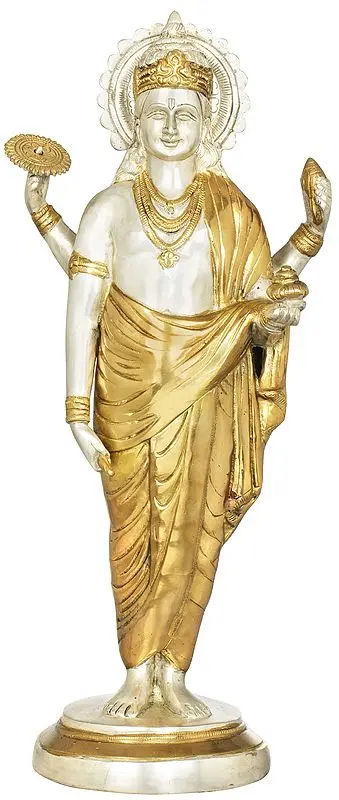 18" Dhanvantari - The Physician of the Gods (Holding the Vase and Herbs of Immortality) In Brass | Handmade | Made In India