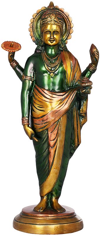 18" Brass Dhanvantari Statue - The Physician of Gods | Handmade | Made in India