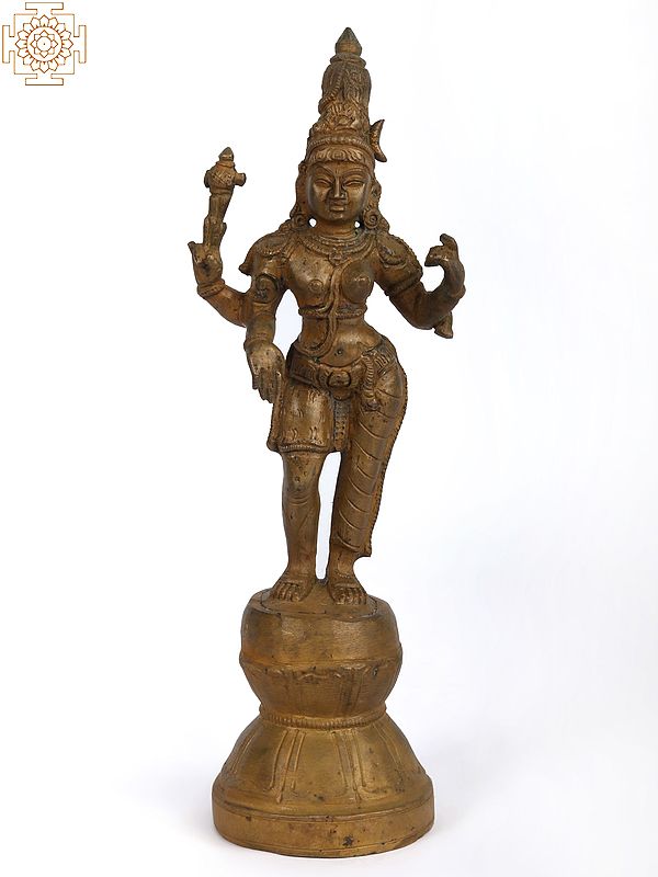 10" Ardhanarishvara Bronze Statue from Swamimalai (Inferior Quality)