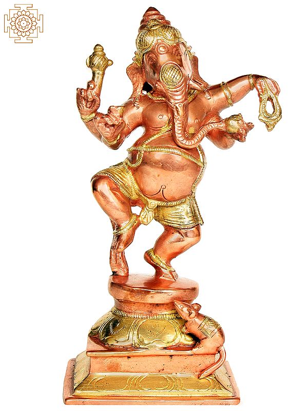 9" Dancing Ganesha Brass Sculpture | Handmade | Made in India