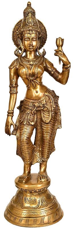 28" Large Size Goddess Lakshmi In Brass | Handmade | Made In India