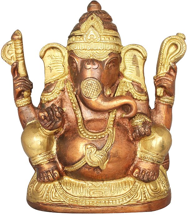 5" Bhagawan Ganesha Sculpture in Brass | Handmade | Made in India