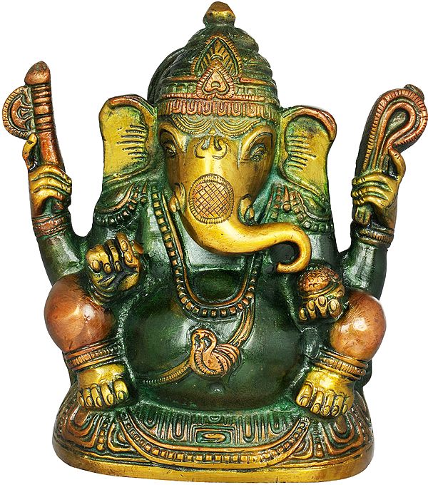 5" Bhagawan Ganesha Sculpture in Brass | Handmade | Made in India