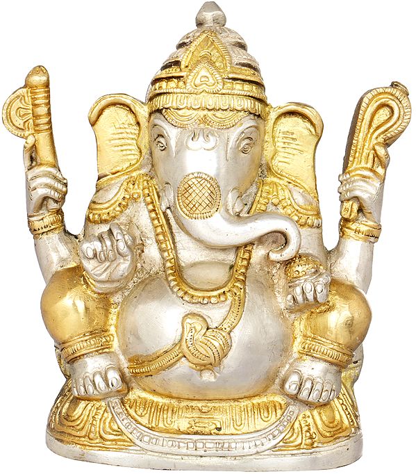 5" Bhagawan Ganesha Sculpture in Brass | Handmade | Made in India