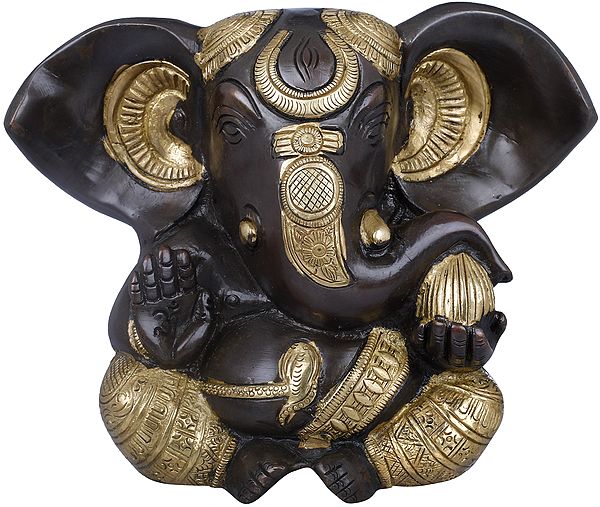 6" Baby Ganesha Statue with Large Ears in Brass | Handmade | Made in India