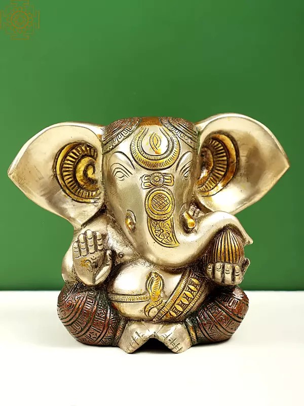 6" Baby Ganesha with Large Ears In Brass | Handmade | Made In India