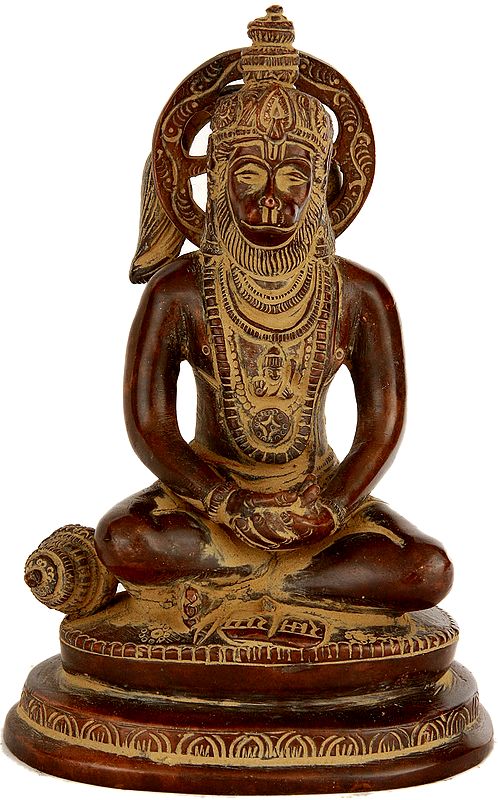 5" Lord Hanuman in Dhyana In Brass | Handmade | Made In India