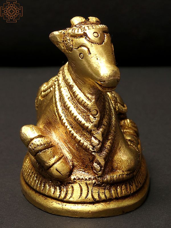2" Nandi Small Statue Nandikeshvara or Adhikaranandin In Brass