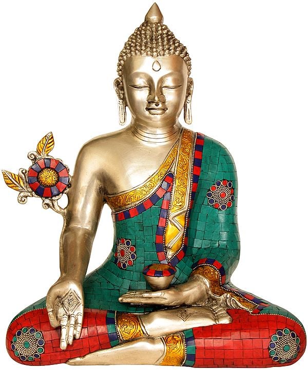 14" Tibetan Buddhist God The Medicine Buddha In Brass | Handmade | Made In India