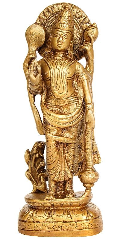 6" Bhagawan Vishnu In Brass | Handmade | Made In India