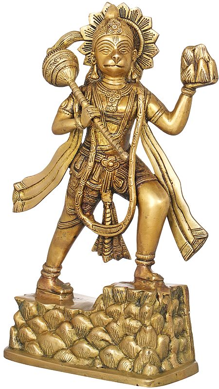 14" Lord Hanuman In Brass | Handmade | Made In India