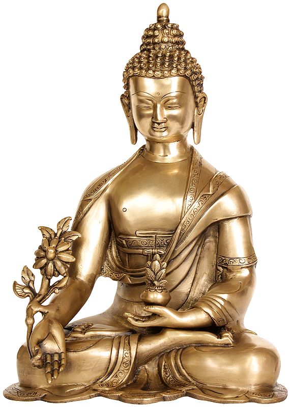 15" Tibetan Buddhist God The Medicine Buddha In Brass | Handmade | Made In India