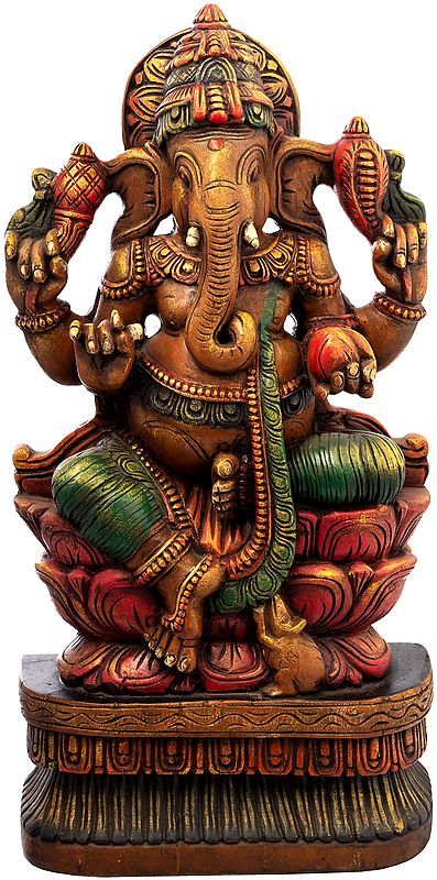 Ganesha In Lalitasana Upon A Rubescent Lotus