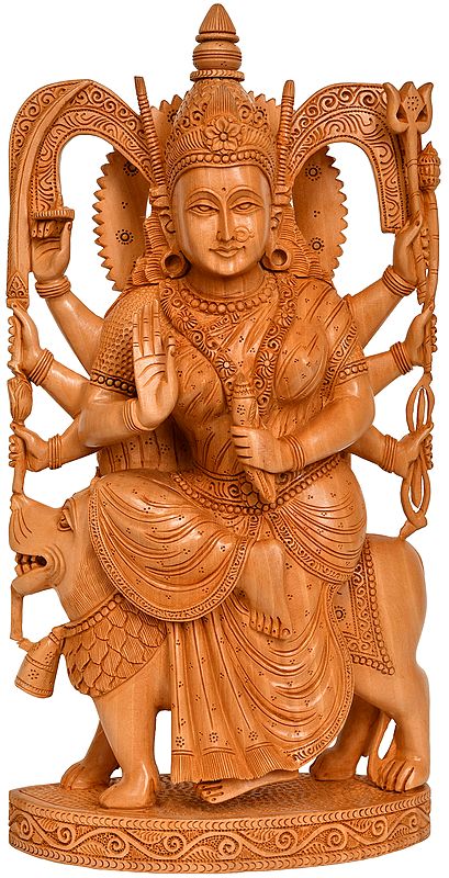 Goddess Durga Kadamba Wood Statue from Jaipur