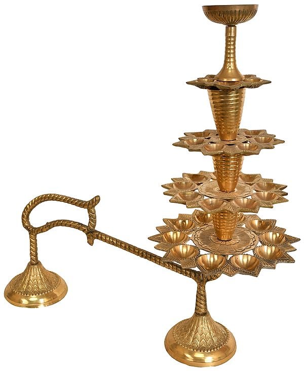 14" Large Size Aarti Lamp In Brass | Handmade | Made In India
