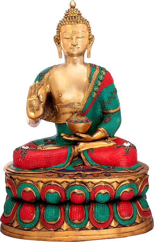 38" Preaching Buddha In Brass | Handmade | Made In India